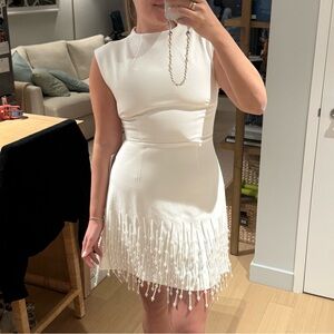 Odd Muse White Beaded Fringe Dress